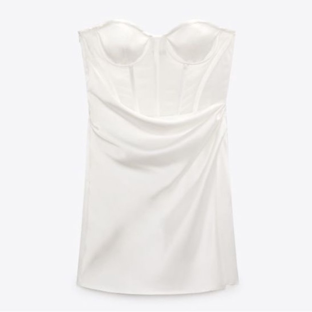 Zara Straight Neck Underwire Wrap Front Mini Dress - Picture 8 of 9